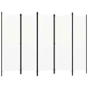 vidaXL Room Divider, 5 Panel Folding Privacy Screen for Room Separation, Freestanding Room Divider for Office, Industrial Modern Style, White 320723