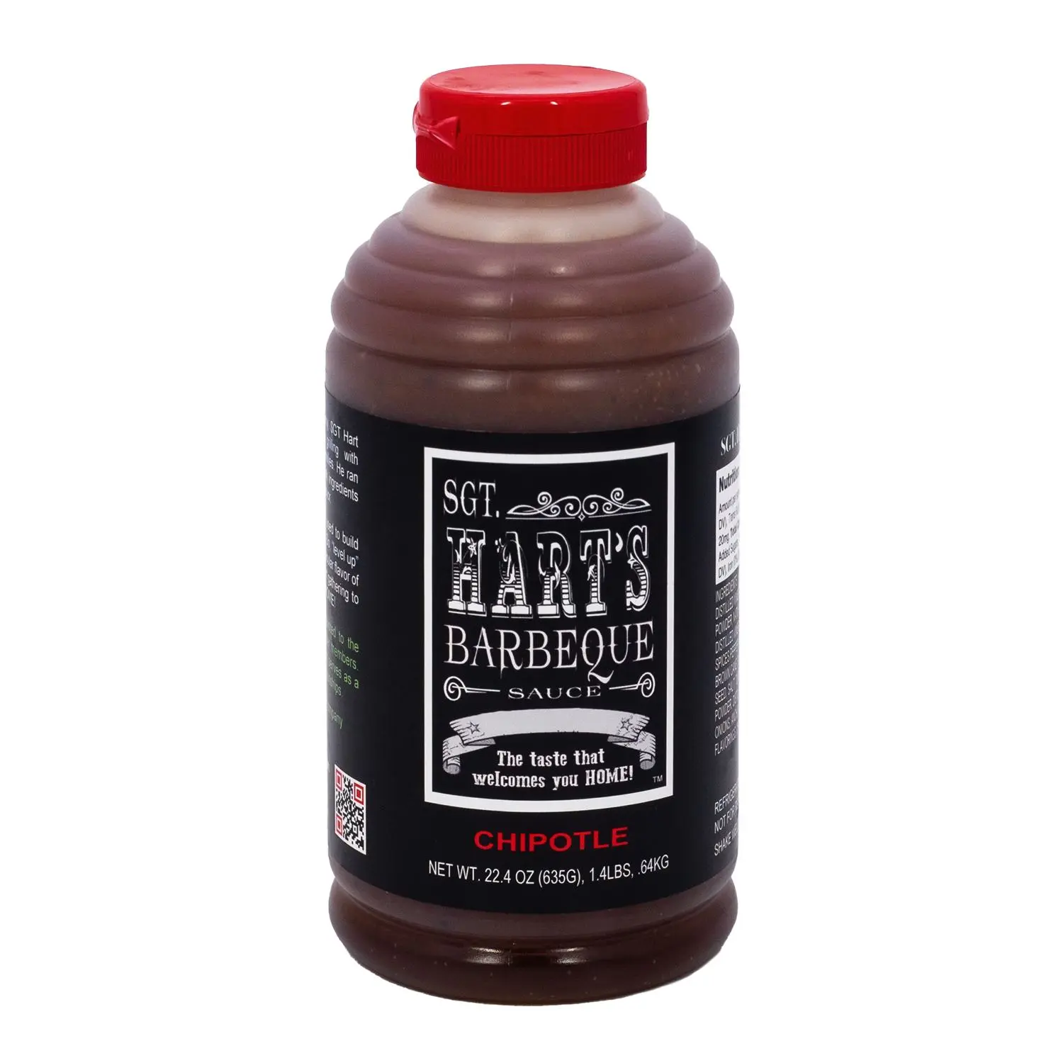 SGT Hart's Barbeque Sauce Chipotle Flavor 22.4 oz Rich Smoky Kick for Meats Pizzas & Chicken Wings Dip Barbecue
