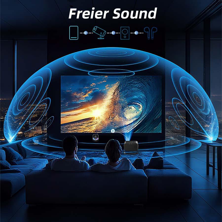 2026 upgraded black projector, Father’s Day gift, supports 4K/1280p HD Bluetooth projector with built-in speakers, portable summer outdoor mini movie projector, compatible with laptops, smartphones, smart TVs, Xbox, PS5, ideal birthday gift, USB flash dri