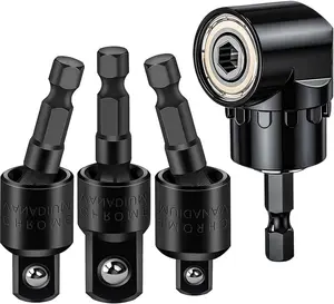 3 count 360  Wobble Rotatable Universal Joint Swivel Hex to Socket Adapters with 1 count 105  Right Angle Drill Adaptor, for Cordless Drill & , Power Drill & Driver