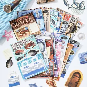 16 Sheets/bag Card Paper, Sticky Notes 5.0 Series Handmade Journal Supplies Water Bottle Multi-Scene Decoration Paper, Origami Tools, Diy Sticker Paper, Scrapbook Materials