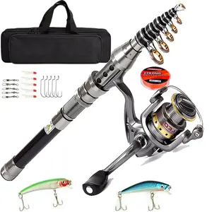 5.9ft Fishing Rod and Reel Combos Carbon Fiber Telescopic Fishing Pole with Reel Combo Sea Saltwater Freshwater Kit Fishing Rod Kit
