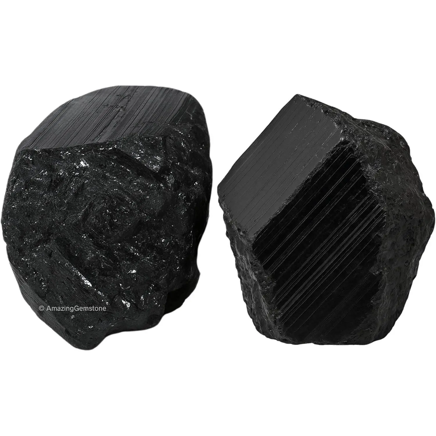 Genuine Black Tourmaline Crystals Raw Protection for Healing, Natural Rocks for Tumbling - Turmalina Negra Original (2 Pieces)