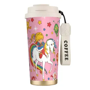 Rainbow Brite Insulated Bottle. Keep Drinks Ice Cold or Piping Hot for 12H - The Perfect Leak-Proof Tumbler for School, Playtime, and Magical Daily Adventures. water bottle with strap