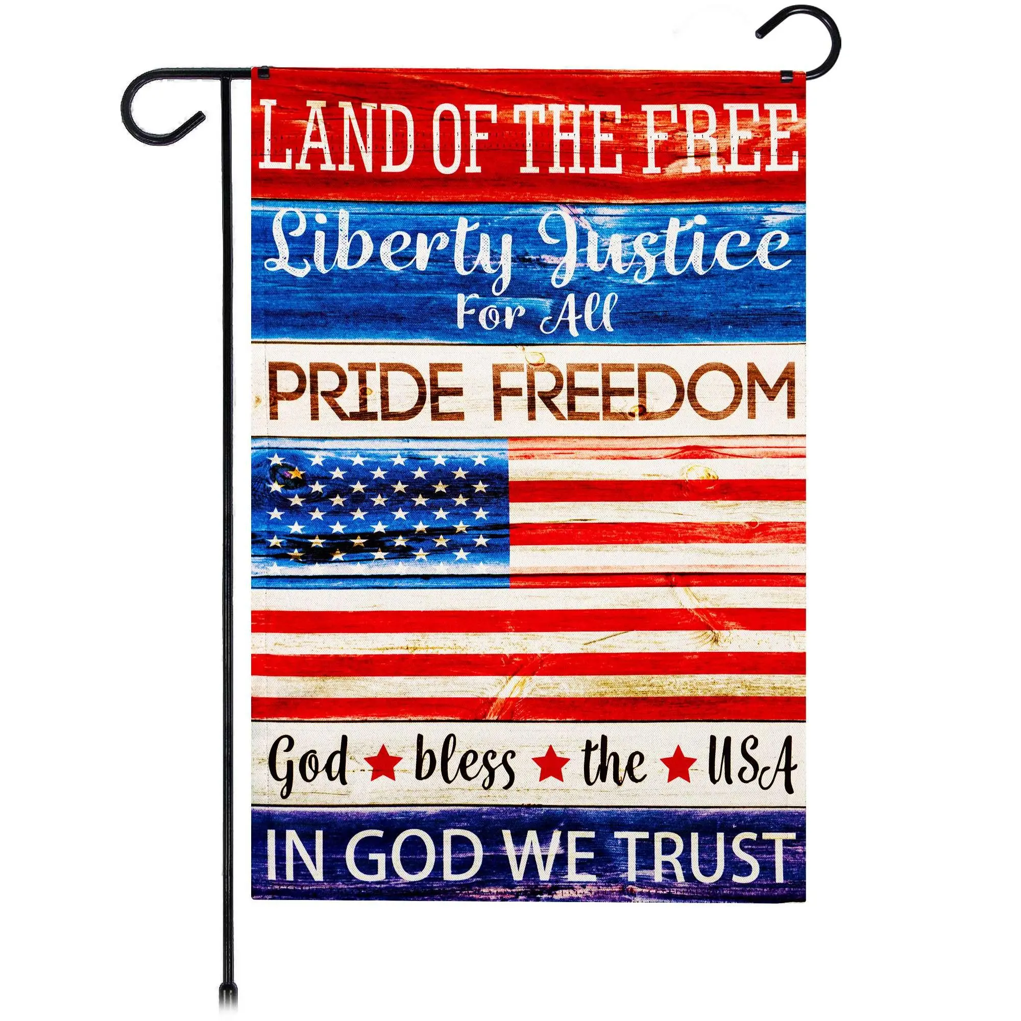G128 Land of the Free Liberty Garden Flag 12x18 In Double Sided Independence Day Yard Garden Lawn Decoration
