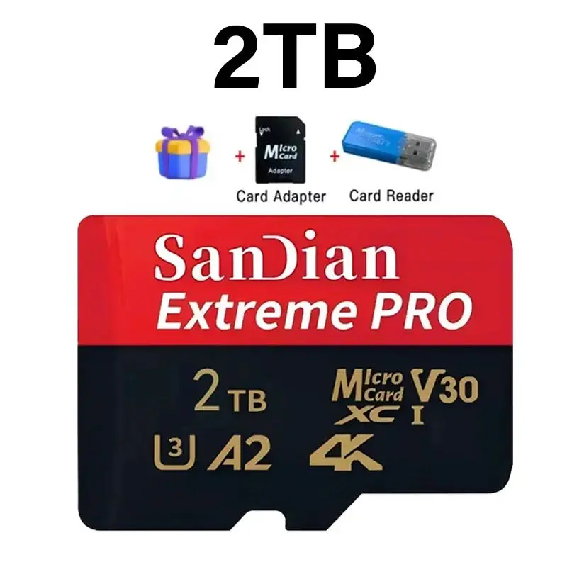 Class 10 U3 V30 Waterproof Memory SD Cards with USB Adapter 128GB 512GB High Speed Micro TF/SD Card for Phone Laptop Camera