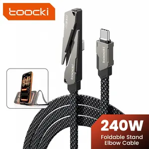 Toocki Pd240w 140w 100w Bent Type C Fast Charging Cable, Pd3.1 USB C to USB C, Foldable Phone Stand, Laptop, Tablet, Mobile Phone Compatible