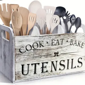 Wooden Old Storage Box, Kitchen Tableware Chopsticks and Spoons Sorting Box, Portable Western Restaurant Knife and Fork Classification Storage Box, Kitchen Gadgets Organizer