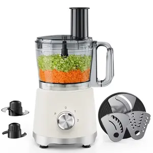 Food Processors 10.5 Cup, Vegetable Chopper with 5 Blades, 3 Modes Food Processor, Large Capacity, Dishwasher Safe, Stainless Steel Blades, for Smoothie, Fruit, Dough，White