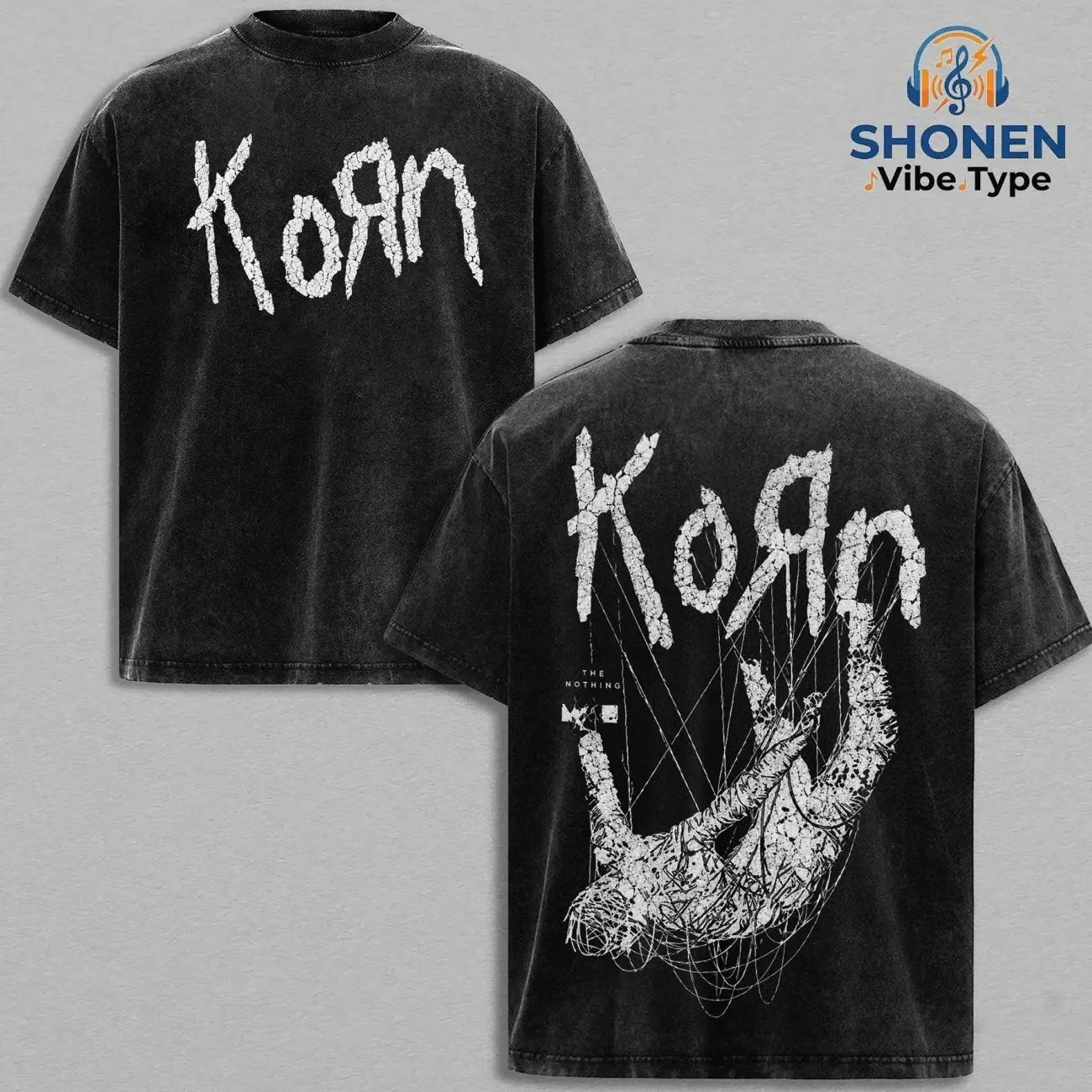 Korn The Nothing Vintage Acid Wash Tee & Hoodie, Oversized Heavyweight Pullover Sweatshirt, Nu Metal Band Merch, Streetwear for Men, Heavy Metal Y2K Graphic, Gift For Fan 3PF