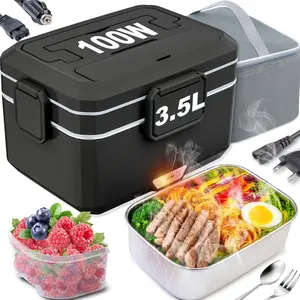 Nifogo 110V/12V/24V Multi-Scene Electric Food Warmer 1.5/1.8L Leak-Proof Portable with Tableware & Carry Bag for Car & Home