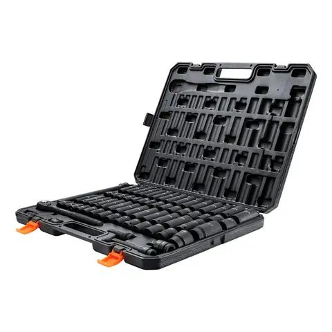 VEVOR 1/2" Drive Socket Wrench Kit, 65-Piece Cr-V Steel Mechanic Tools Set with 6-Point SAE 3/8"-1-1/4" & Metric 10-24mm Sockets, Easy-to-Read Size Markings, Rugged Build, Storage Case for Auto Repair