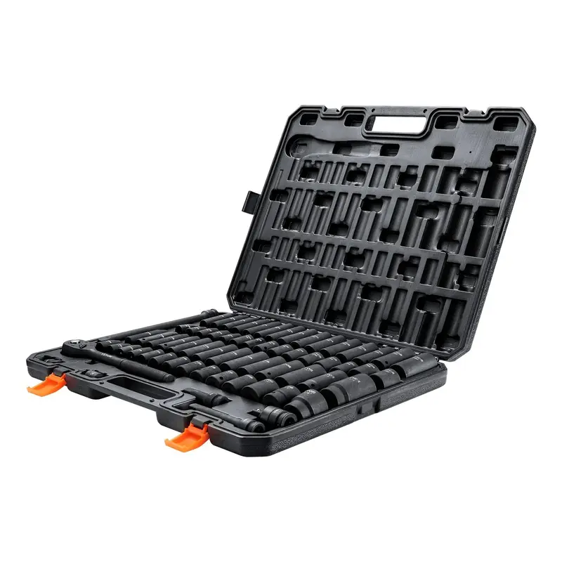VEVOR 1/2" Drive Socket Wrench Kit, 65-Piece Cr-V Steel Mechanic Tools Set with 6-Point SAE 3/8"-1-1/4" & Metric 10-24mm Sockets, Easy-to-Read Size Markings, Rugged Build, Storage Case for Auto Repair