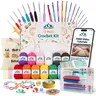 72 Pcs Crochet Set for Beginners - Hobbies Kit Adults with 21 Ergo Rubber Grip Hooks, 15 Colors Spark Creativity Acrylic Yarn, Stitch Markers, 13x9x4 Inches Portable Organizer Case - Christmas & New Year Eve Gift