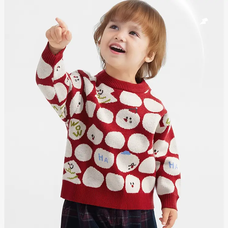 【CICIIBEAR】Antistatic, anti-pilling Boys' Christmas Sweater, new boy Winter Thickened Baby Base Layer, Children's Knitwear with Santa Claus Design for Girls soft boy sweatshirts