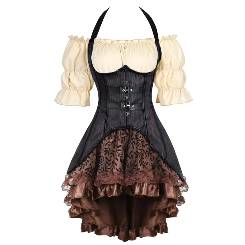 white christmas dresses [Blood Supply] Corpse Bride Halloween Gothic Corset Top with Petticoats