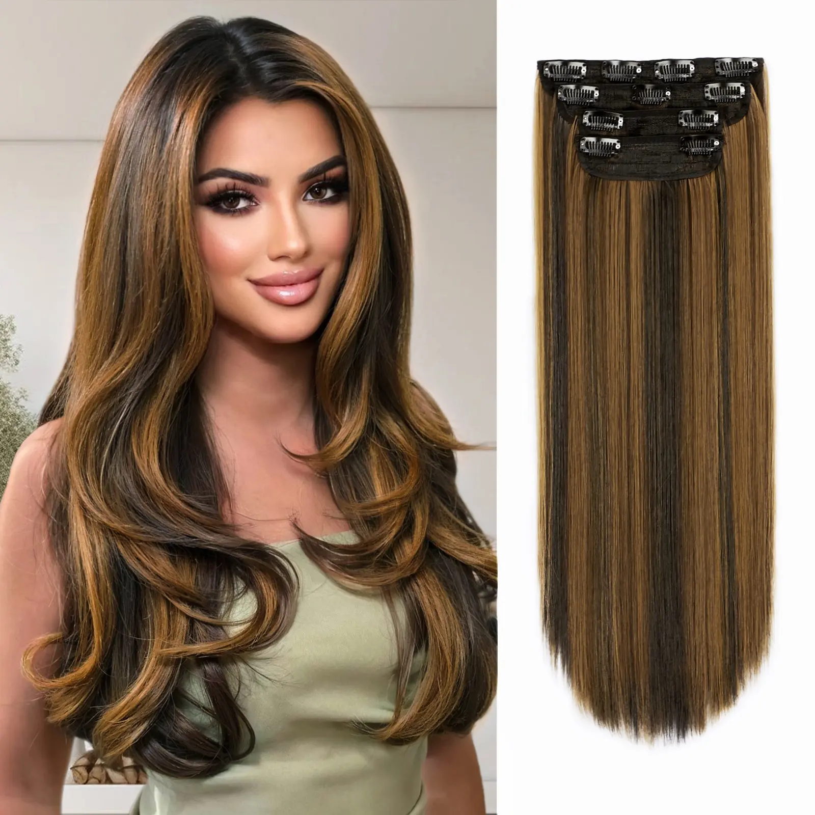 Dark Brown mix Caramel Blonde