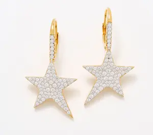 Diamonique x Jennifer Miller Shooting Star Leverback Earrings, Sterl