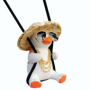 [New Deal] Rear View Mirror Hanging Accessories of Swinging Duck Car Hanging Ornament Cute Car Accessories for Teens Car Mirror Hanging Accessories