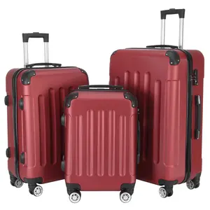 Viral Wine Red Luggage Set! 3-in-1 ABS Suitcases (20”+24”+28”) | Scratch-Resistant & Max Capacity | TikTok Travel Essential