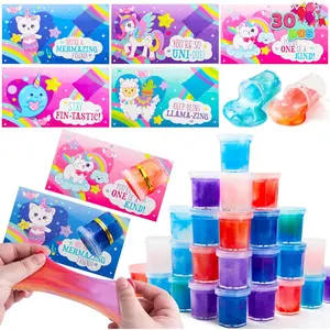 30 PCS Valentine Day Gift Cards with Fantasy Slime Stress Relief Fidget Toy for Kids, Classroom Exchange Prizes, Valentines Party Favors, Exchange Gifts Greeting Card