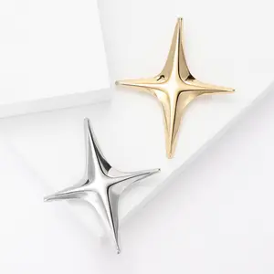 US-LUX - Creative Baroque Cross Star Brooches for Women Unisex Alloy Pins 2-color Available Casual Party Accessories Gifts