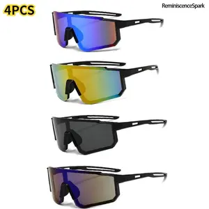 4-Pack Unisex Sports Cycling Sunglasses – UV400 Polarized Mirror Lens, Windproof Lightweight Double Bridge Design, Ideal for Running Fishing Hiking Riding & Travel Outdoor Sports