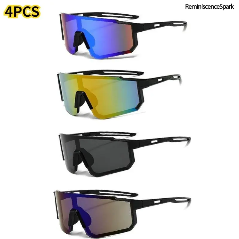 Unisex 4-Pack Multi-Protective Ultra-Safe Sunglasses Sports Eyewear, UV400 Polarized Mirror Lenses, Windproof Lightweight Double Bridge for Women, Ideal for Running, Outdoor Activities, Multi-Protective Sports Eyewear