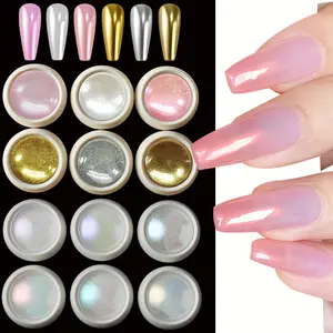 12 Colors Mirror Powder Set Nail Powder with 12 Cotton Swabs, Multicolor Nail Art Decoration Mirror Finish Shimmer Dust for Manicure Home Manicures Nail Art Supplies