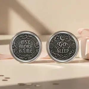 One More Game vs. Go to Sleep Flip Coin, Decision Coins Collectible for Gamers, Father's Day Gift, Gift for Him