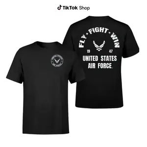United States Air Force Fly Fight Win T-Shirt Two Side, Vintage Streetwear Military Tee, Soft Cotton Blend Shirt, Patriotic Apparel For Men & Women, USAF Veteran Gift