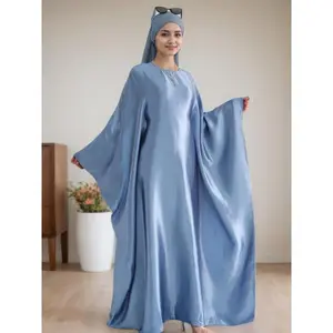 Women's Solid Color Abaya Dress without Scarf, Modest Long Sleeve Round Neck Abaya?for Daily Wear, Ladies Islamic Clothing for All Seasons