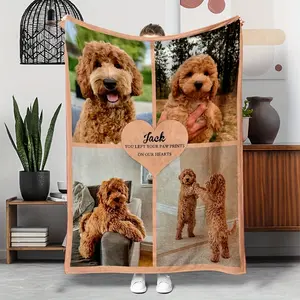 1pc Personalized Photo Customization Heart Pattern Flannel Blanket Lightweight Soft Blanket Gift Blanket for Family and Friends sofa living room blanket letter