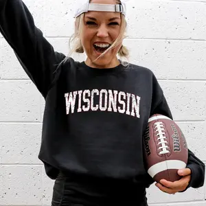 Wisconsin, Football, Sports, Game Day, Big Game, Touchdown, Tailgate Party, University, College, State Sweatshirt, Women's Crew Neck, Crewneck