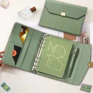 A6 loose-leaf folder, PU leather diary notebook ring set, inner lining notebook, expandable paper diary, detachable clip board, writing and note-taking notebook, suitable for travel, business, school agenda organizer (without pen)