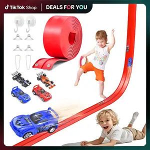 2026 New 20 Ft New Flex Tracks for Kids,360° Flexible Race Car Ramp Track with 4 Racecars Suction Cups,Hooks,Compatible with Hot Wheels Diecast 1/50th Cars,Portable Racetrack for kids,Birthday Gifts,Racing hobby