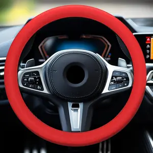 Steering Wheel Cover, Non-Slip  Material, Multiple Color Choices, Universal Auto Parts Steering Wheel Cover, Suitable for   (Red)