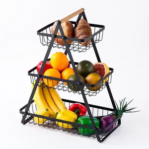 3 Tier Countertop Fruit Basket, 1 Count Portable   Fruit Basket for Kitchen Organizer, Detachable  Storage Basket  for Home Dining Room Office