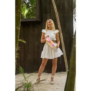 Fine Palm Arrow Clutch in Rose / Mango