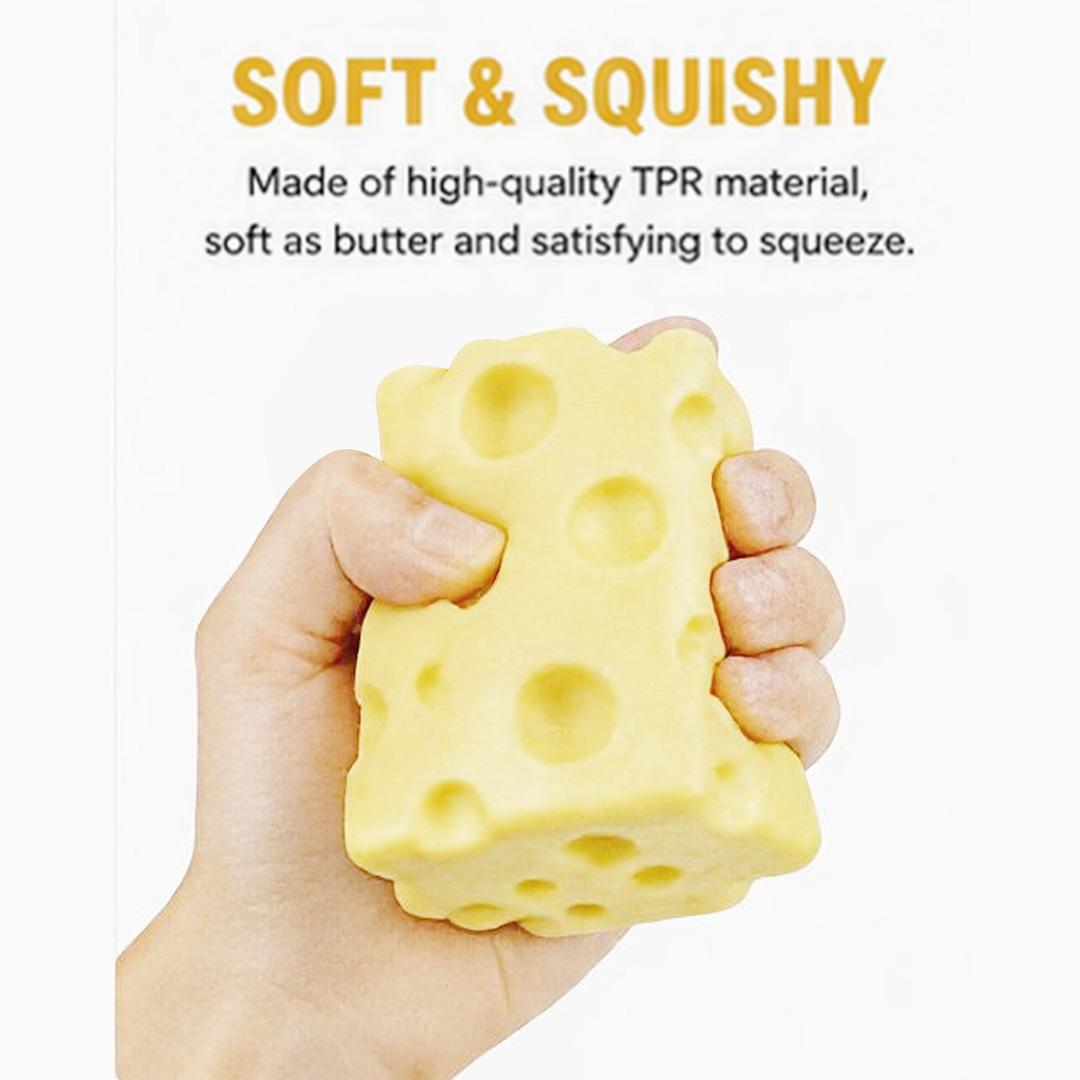 Cheese Squishy Stress Toy – Soft Squeeze Fidget Cube for Anxiety Relief, Sensory Play & Focus, Non-Toxic TPR Stress Ball for Kids & Adults