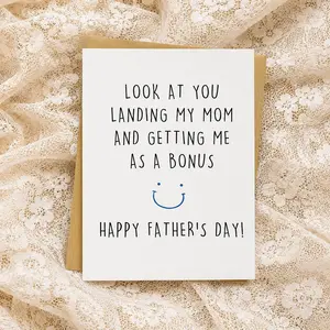 Funny Stepdad Father’s Day Card from Step Son & Daughter – Happy Father’s Day Card for Bonus Dad – Humorous Greeting Card Gift for Stepdad – Thoughtful Keepsake with Envelope – DPCLICK