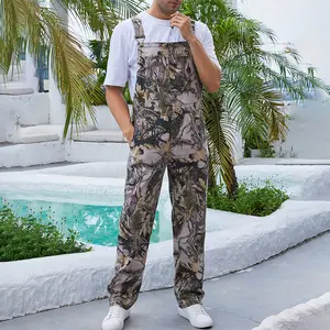 Yuanbang Stretchy Men's Camo Overalls Denim Spring Hunting Bib Turkey Season Gear Outdoor Workwear Fashion Pattern Coveralls Y2k Menswear Daily Outfits Camouflage Romper Country Stuff Clothes Adjustable Straps Jumpsuit Casual Pants Valentine's Gifts