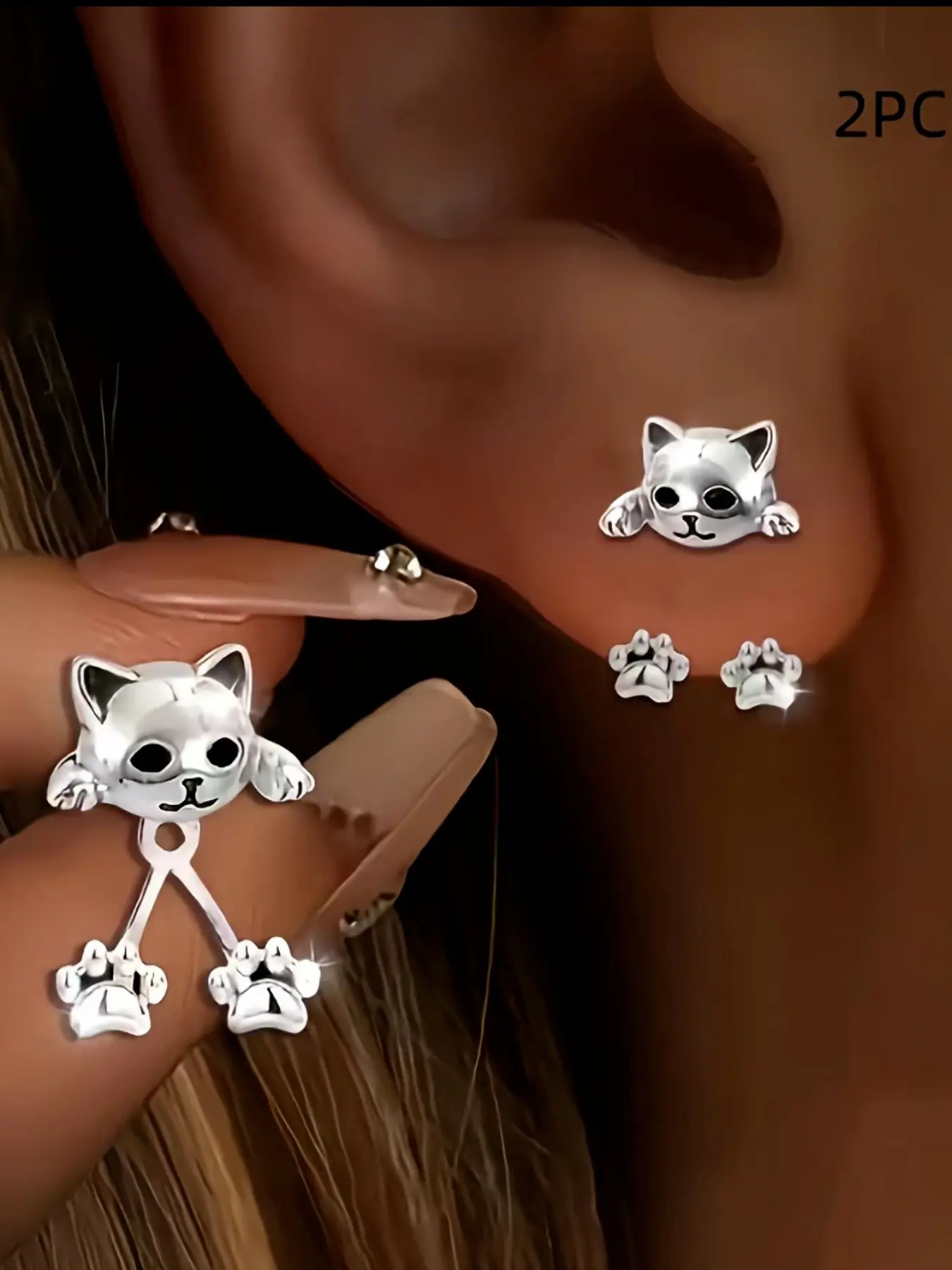 Cute Cat Claw Stud Earrings for Women, Elegant Geometric Design, All-Season Wear, Ideal Valentine's Day Gift, Daily Accessory, Versatile Earrings, Earrings Studs, Stud Earring Jewelry