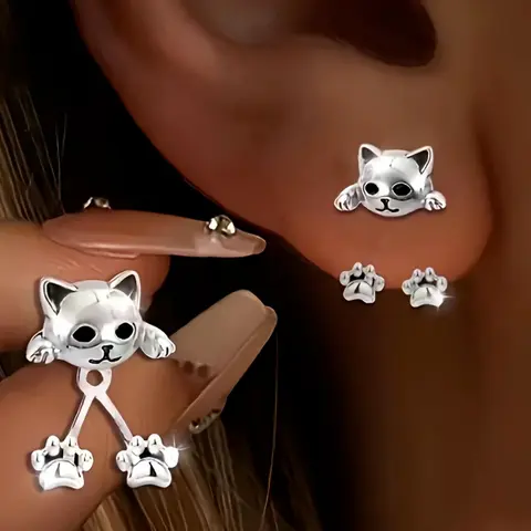 Cute Cat Claw Stud Earrings for Women, Elegant Geometric Design, All-Season Wear, Ideal Valentine's Day Gift, Daily Accessory, Versatile Earrings, Earrings Studs, Stud Earring Jewelry