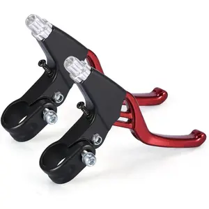 1 Pair Brake Lever For Bicycle, Road Bike, Mountain Bike, V-Brake Handlebar Alloy, 2.2cm, Universal (Red)