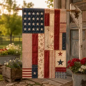 Rustic American Flag Garden Flag, Double Sided Patriotic Farmhouse Yard Flag, 4th of July Porch Decor, Americana Outdoor Flag