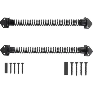 14" Gate Spring Self Closing Outdoor, Heavy Duty Gate Springs Black,Automatic Gate Closer for Wooden and Vinyl Fence, Adjustable Tension Door Springs to Close Door(Steel,2 Pack)