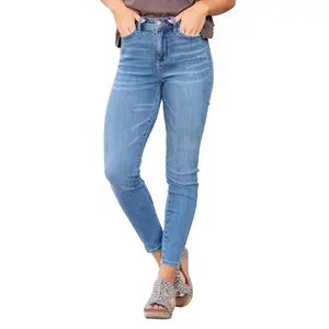 H&M Blue Main Squeeze Medium Wash Vintage High Waist Control Top Skinny Jeans women  Ladies Comfort Fit judy curve hugging