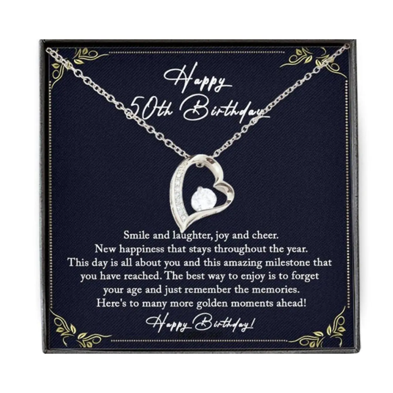 Wife Necklace, Mom Necklace, Happy 50th Birthday Necklace Gift For Women, 50 Years Old Gift Ideas