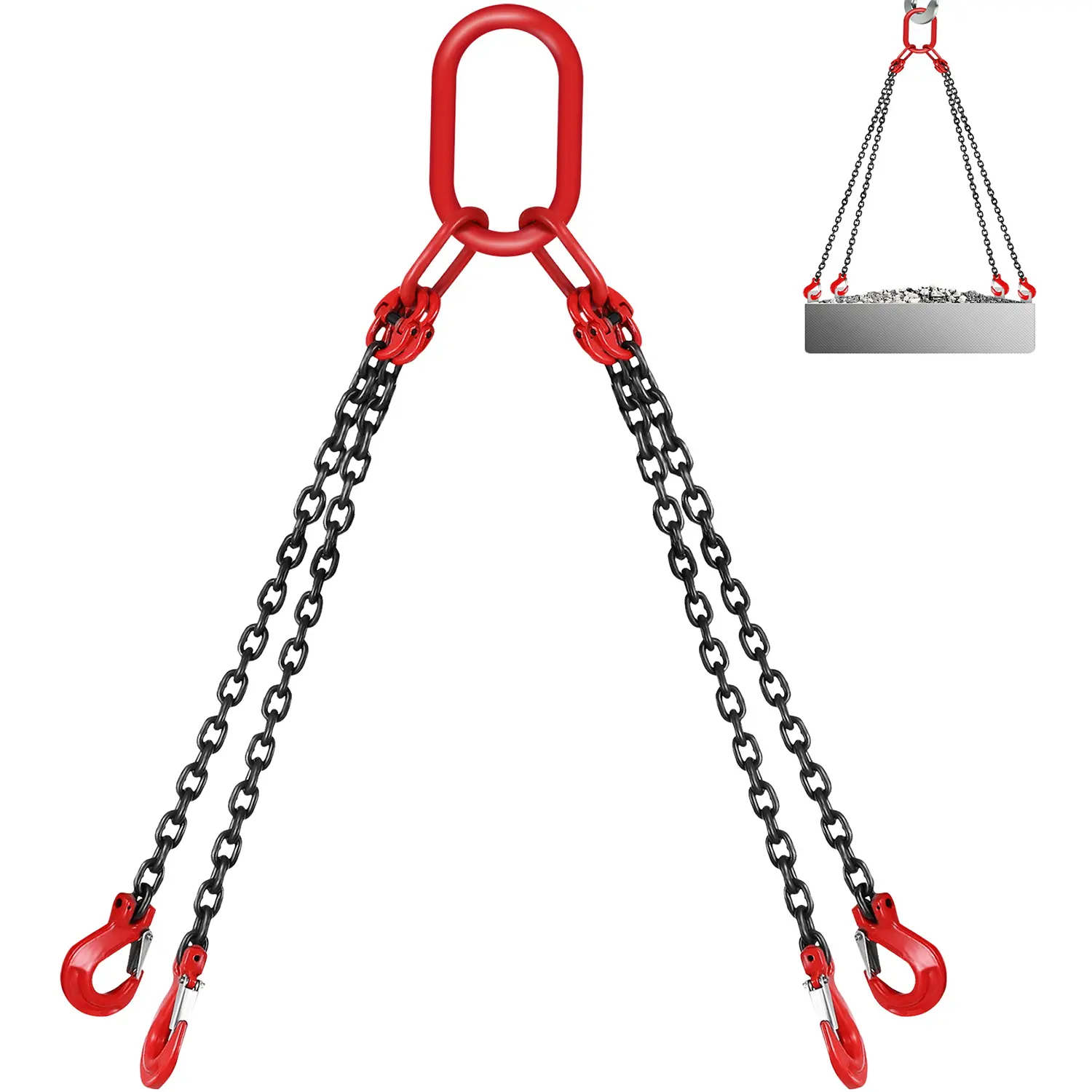 VEVOR Chain Sling 5/16 Inch X 5 Ft Chain Sling for Engine Hoist G80 Alloy Steel Lifting Sling Chains 3 Ton with 4 Leg Grab Hooks